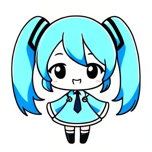 q版初音未来手绘简笔画图片|bobopic